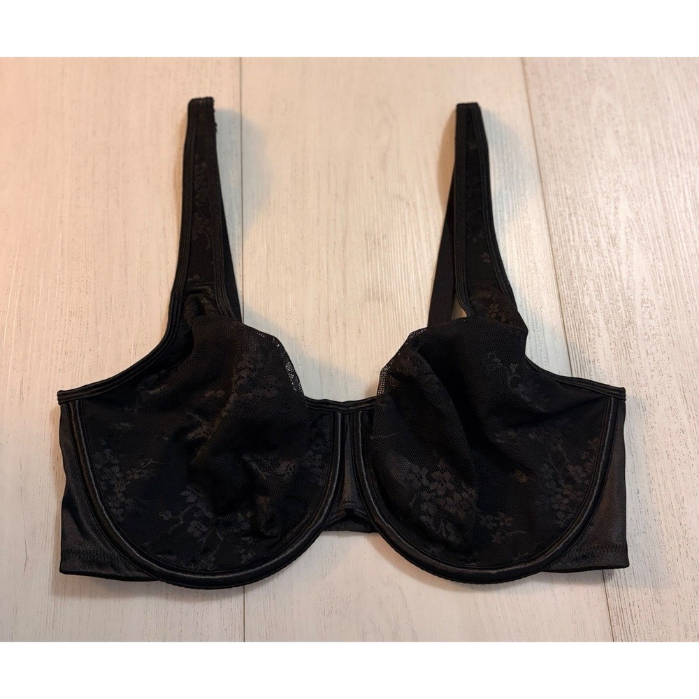 EUC Cacique Unlined Bra Sz 40DD Black Lace‎